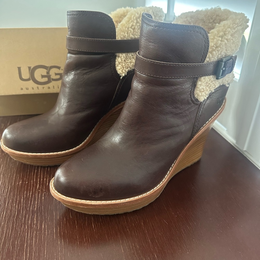UGG Women's Dark Brown Wedge Boots
